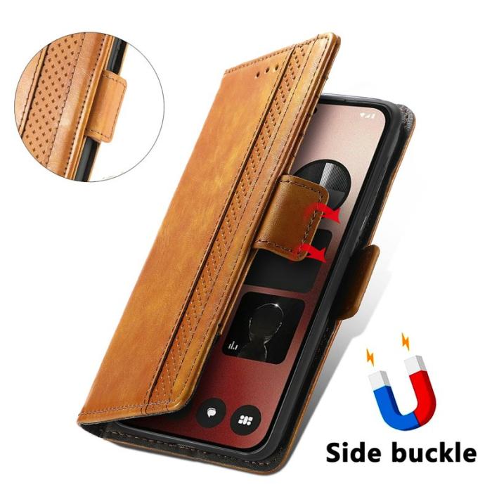 CASENEO - CASENEO Phone (2a) Fodral PU Läder Ställ med RFID - Ljusbrun