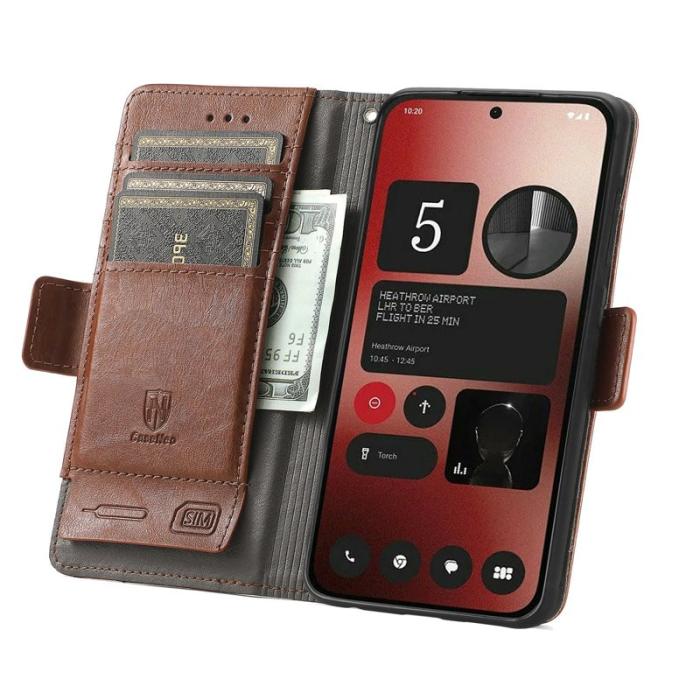 CASENEO - CASENEO Phone (2a) Skal i PU-läder med RFID-blockering - Mörkbrun