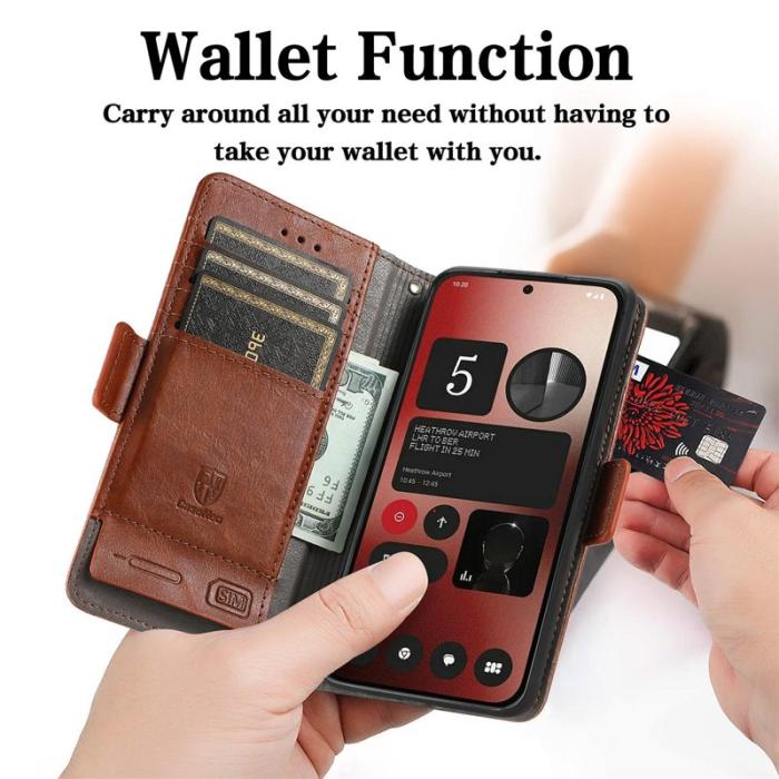 CASENEO - CASENEO Phone (2a) Skal i PU-läder med RFID-blockering - Mörkbrun