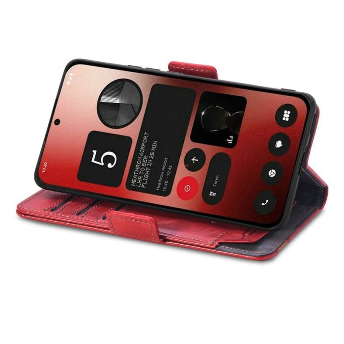 CASENEO - CASENEO Phone (2a) Skal PU Läder Ställ med RFID - Röd