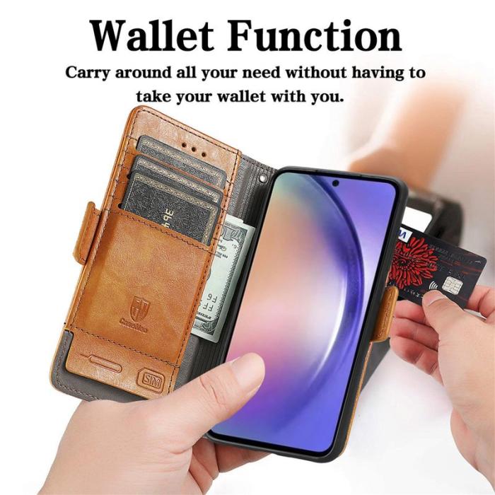 CASENEO - CASENEO Samsung Galaxy A55 5G Plånboksfodral Konstläder - Ljusbrun