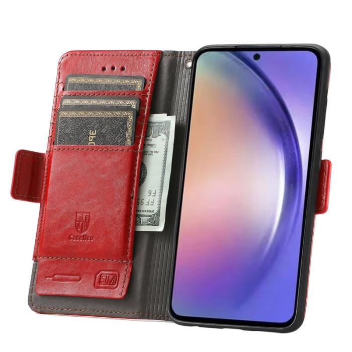 CASENEO - CASENEO Samsung Galaxy A55 5G Mobilskal KonstLäder - Röd