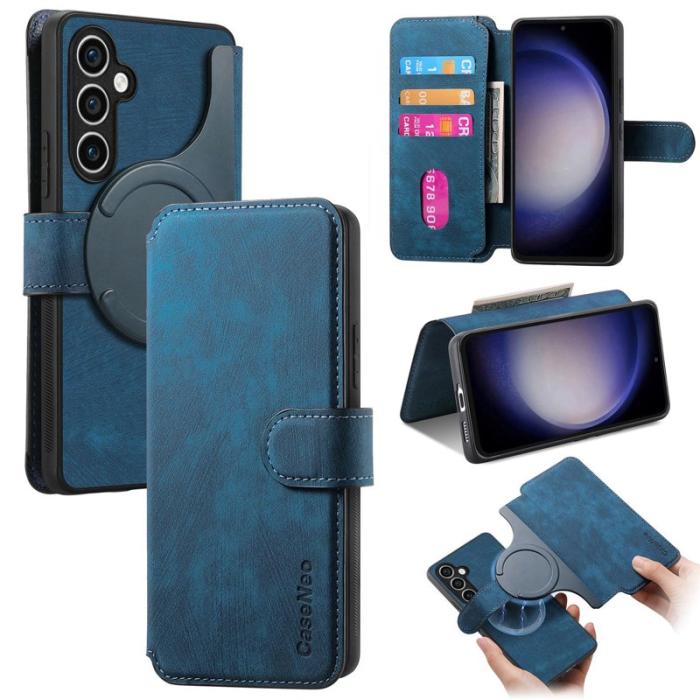 CASENEO - CASENEO Samsung Galaxy S23 FE Fodral Äkta läder - Mörkblå