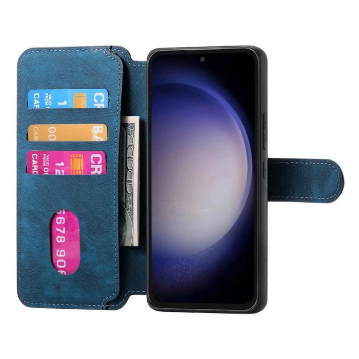 CASENEO - CASENEO Samsung Galaxy S23 FE Fodral Äkta läder - Mörkblå