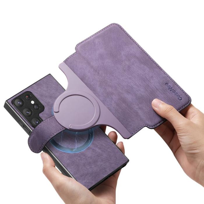 CASENEO - CASENEO Samsung Galaxy S23 Ultra Fodral Äkta läder - Lila