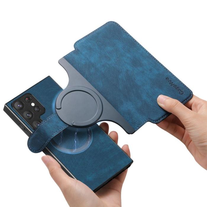 CASENEO - CASENEO Samsung Galaxy S23 Ultra Fodral Äkta läder - Mörkblå