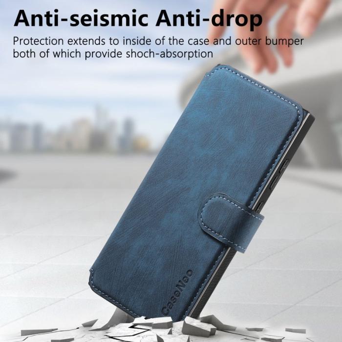 CASENEO - CASENEO Samsung Galaxy S23 Ultra Fodral Äkta läder - Mörkblå