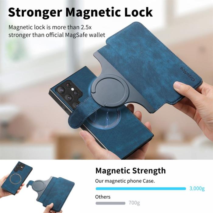 CASENEO - CASENEO Samsung Galaxy S23 Ultra Fodral Äkta läder - Mörkblå