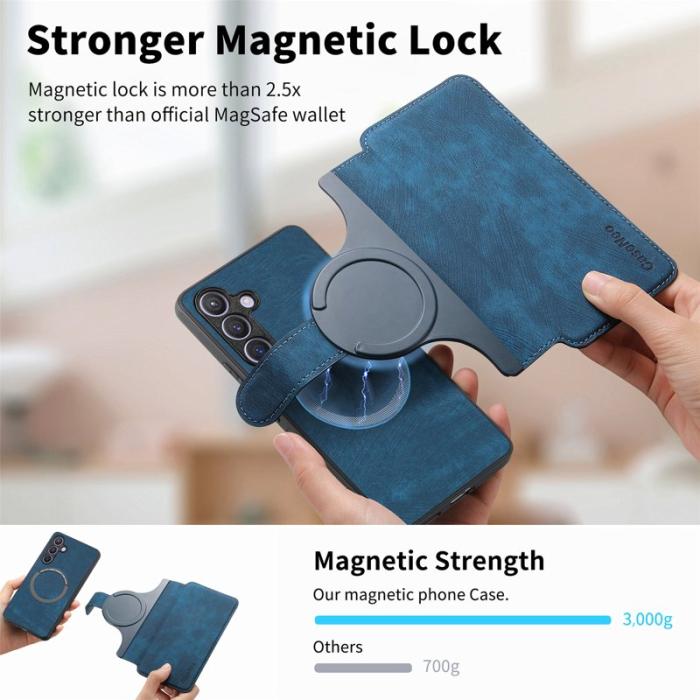 CASENEO - CASENEO Samsung Galaxy S24 Fodral - Äkta läder - Mörkblå