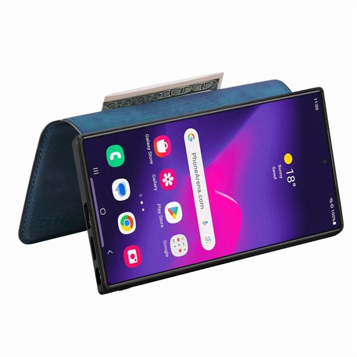 CASENEO - CASENEO Samsung Galaxy S24 Ultra Fodral Äkta läder - Mörkblå