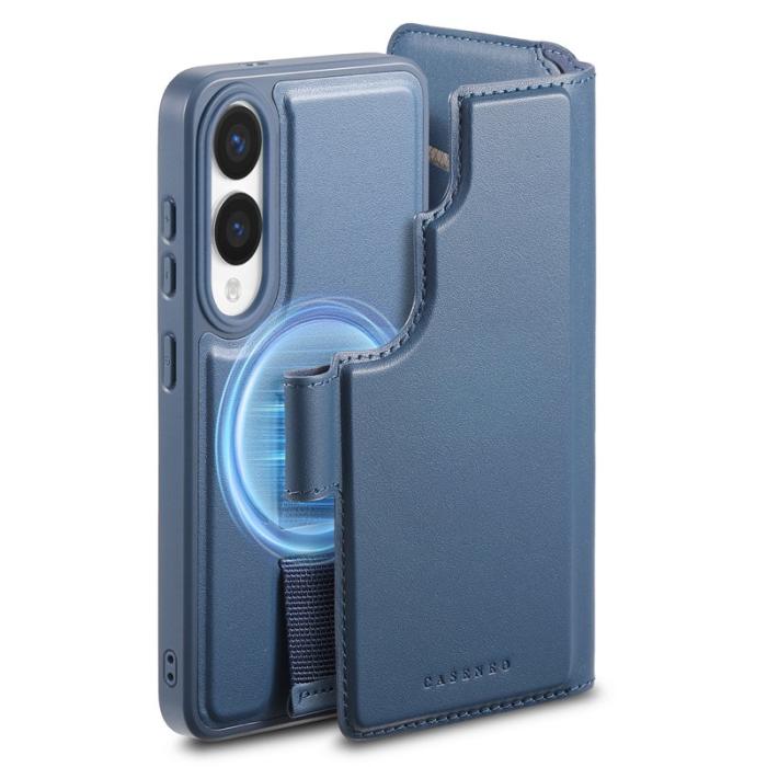 CASENEO - CASENEO Samsung Galaxy S25 Edge Fodral Äkta läder - Blå