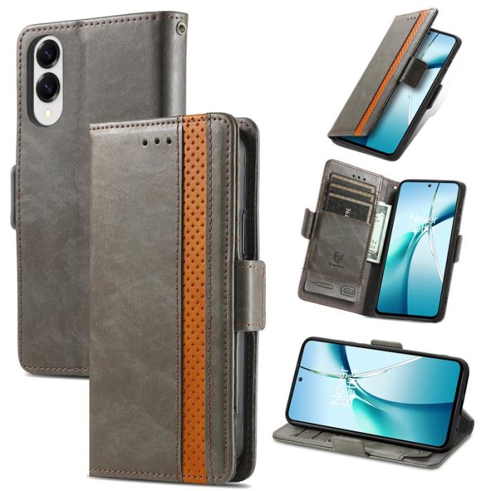 CASENEO - CASENEO Samsung Galaxy S25 Edge Fodral PU Läder - Grå