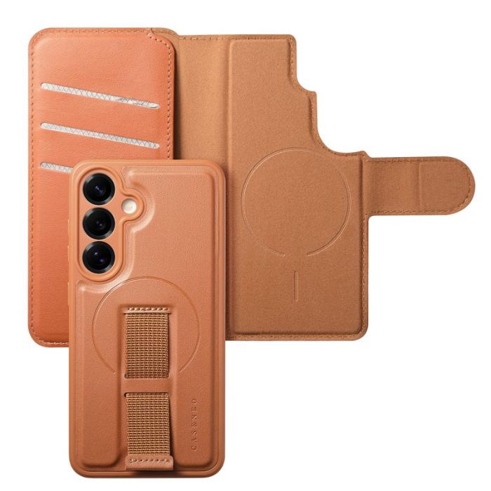 CASENEO - CASENEO Samsung Galaxy S25 Fodral - Äkta läder - Brun