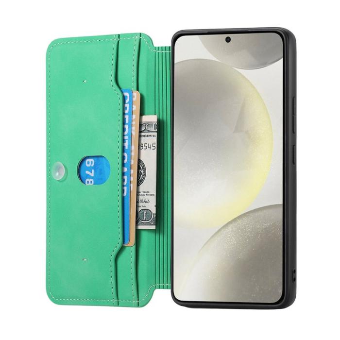 CASENEO - CASENEO Samsung Galaxy S25 Fodral - Äkta läder - Grön