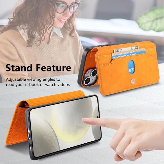 CASENEO - CASENEO Samsung Galaxy S25 Fodral Äkta läder - Gul