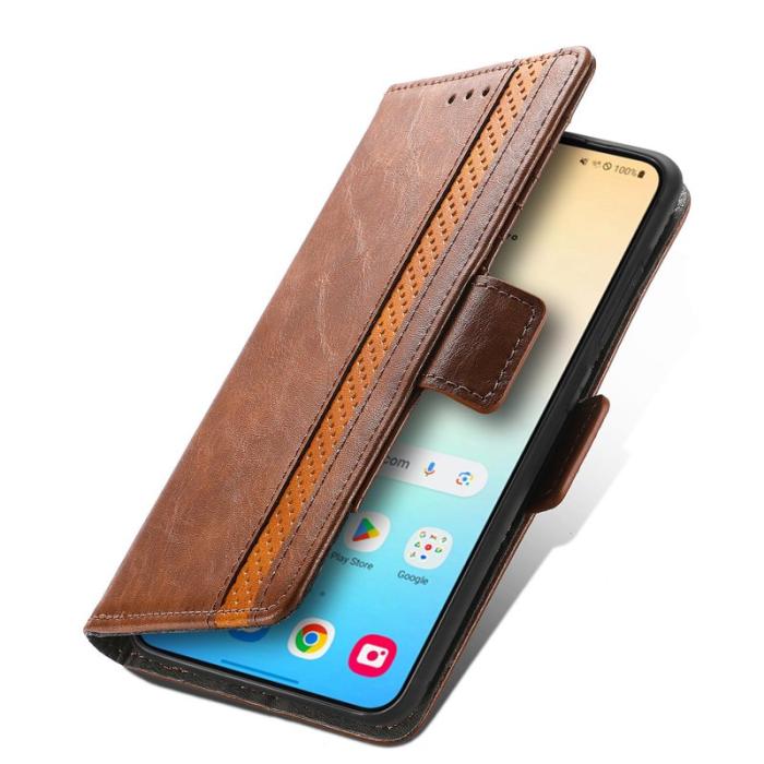 CASENEO - CASENEO Samsung Galaxy S25+ Fodral i PU-läder - Mörkbrun