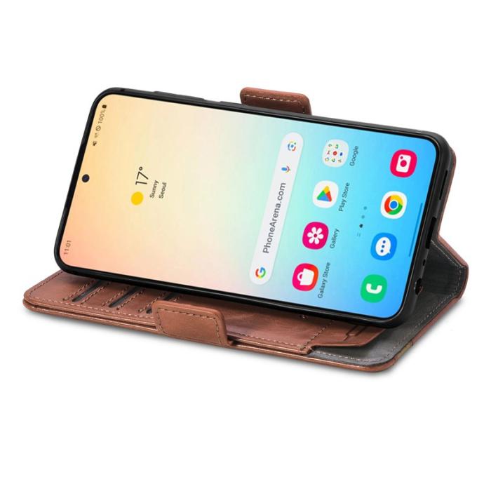 CASENEO - CASENEO Samsung Galaxy S25+ Fodral i PU-läder - Mörkbrun