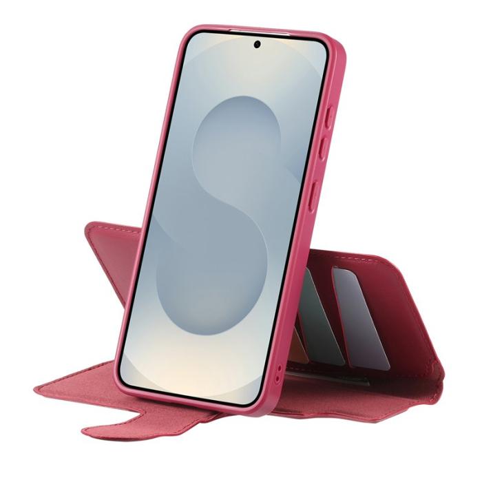 CASENEO - CASENEO Samsung Galaxy S25 Fodral RFID Blocking Läder - Röd