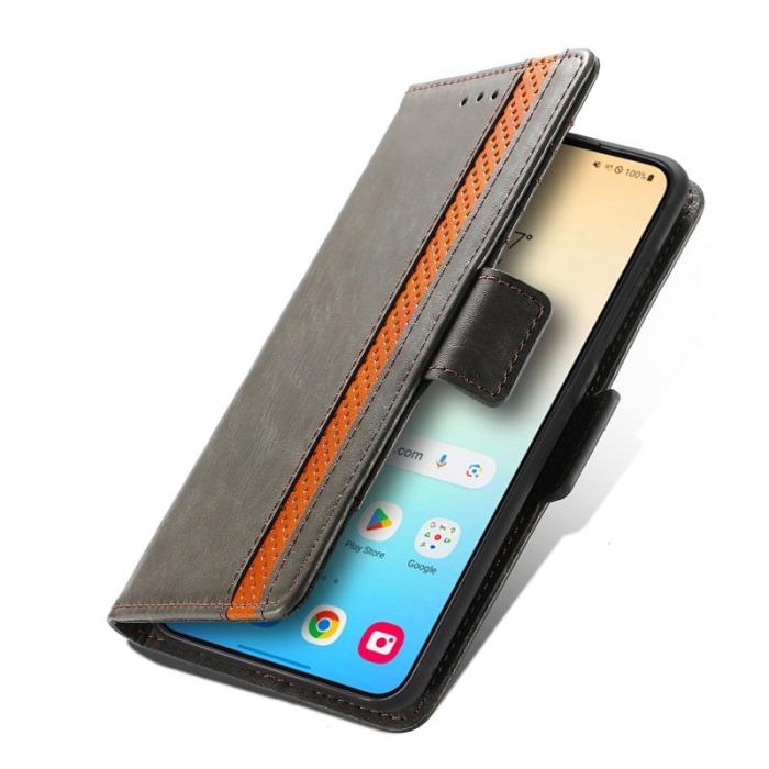 CASENEO - CASENEO Samsung Galaxy S25 Skal PU Läder - Grå