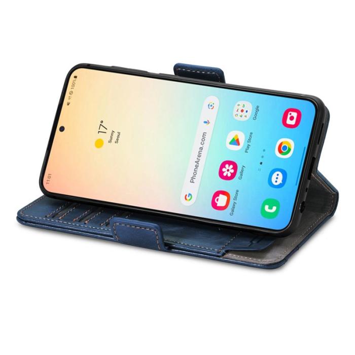 CASENEO - CASENEO Samsung Galaxy S25 Skal PU Läder - Mörkblå