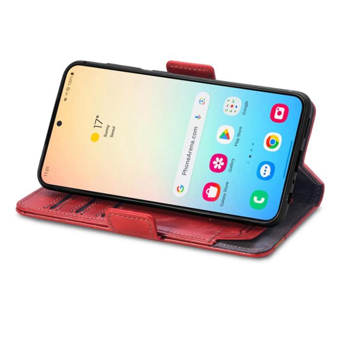 CASENEO - CASENEO Samsung Galaxy S25+ Skal PU Läder - Röd