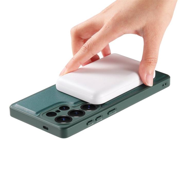 CASENEO - CASENEO Samsung Galaxy S25 Ultra Fodral - PU Läder + PC - Grön