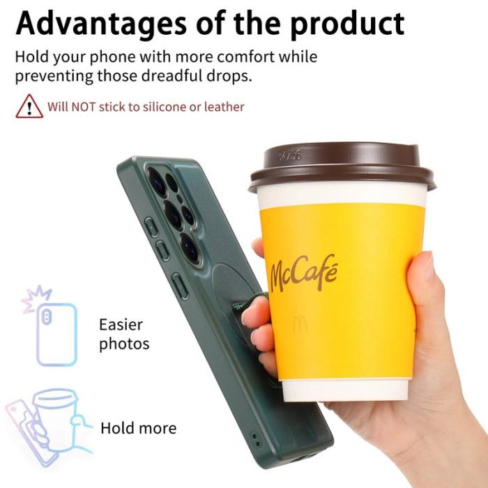 CASENEO - CASENEO Samsung Galaxy S25 Ultra Fodral - PU Läder + PC - Grön