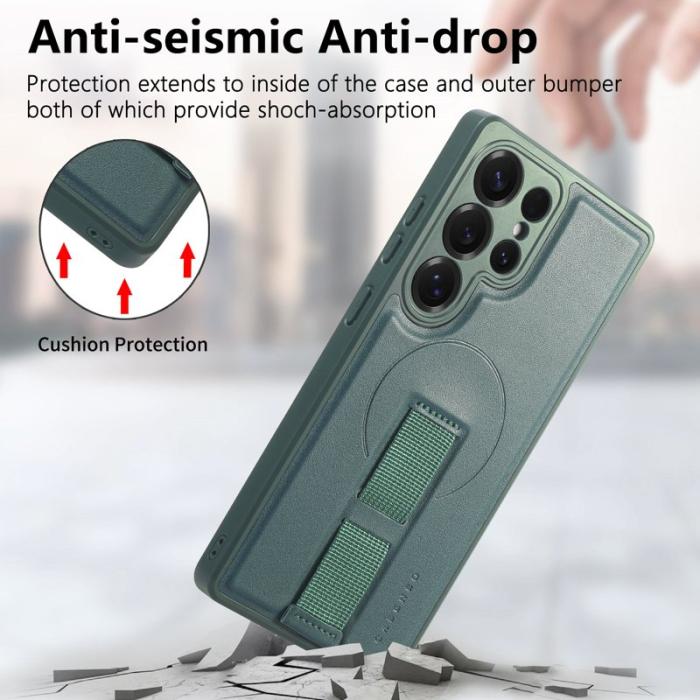 CASENEO - CASENEO Samsung Galaxy S25 Ultra Fodral - PU Läder + PC - Grön