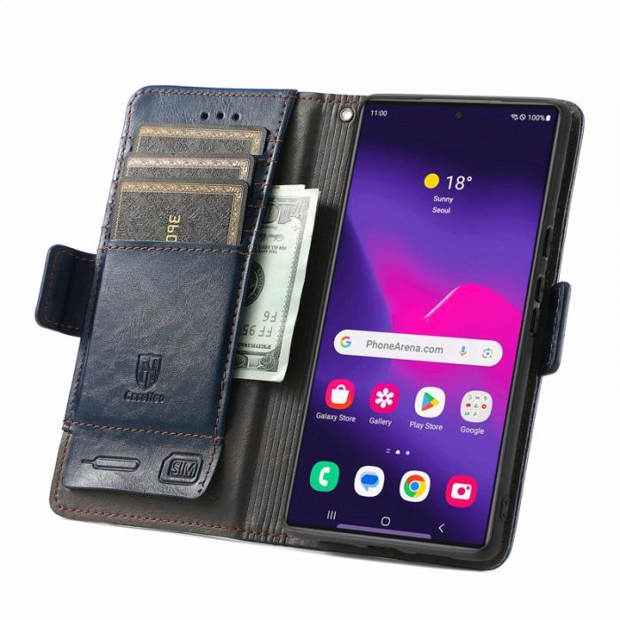 CASENEO - CASENEO Samsung Galaxy S25 Ultra Skal PU Läder - Mörkblå