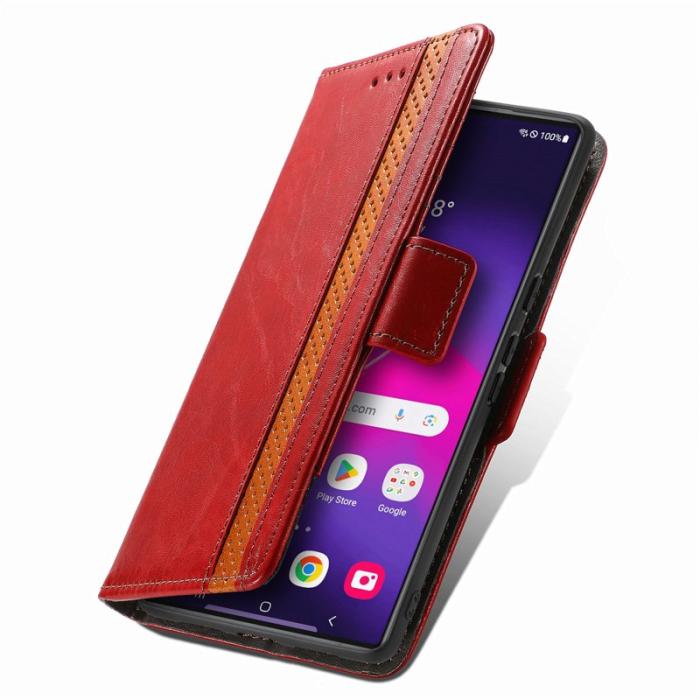 CASENEO - CASENEO Samsung Galaxy S25 Ultra Skal - PU Läder - Röd