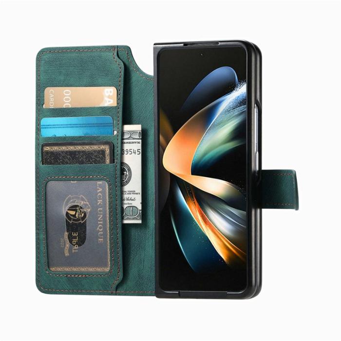 CASENEO - CASENEO Samsung Galaxy Z Fold3 5G Fodral Äkta läder - Grön