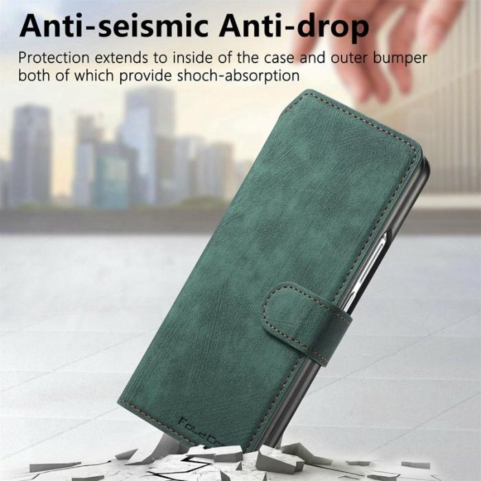 CASENEO - CASENEO Samsung Galaxy Z Fold3 5G Fodral Äkta läder - Grön