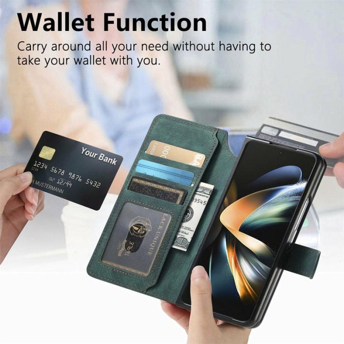 CASENEO - CASENEO Samsung Galaxy Z Fold3 5G Fodral Äkta läder - Grön