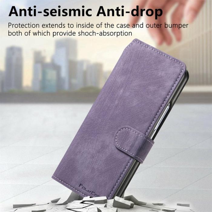 CASENEO - CASENEO Samsung Galaxy Z Fold3 5G Fodral Äkta läder - Lila