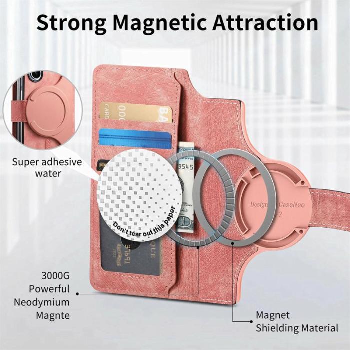 CASENEO - CASENEO Samsung Galaxy Z Fold3 5G Fodral Äkta läder - Rosa