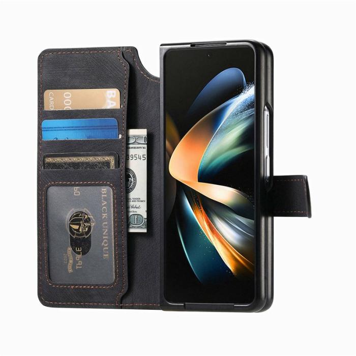 CASENEO - CASENEO Samsung Galaxy Z Fold3 5G Fodral Äkta läder - Svart