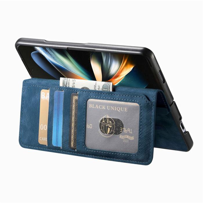 CASENEO - CASENEO Samsung Galaxy Z Fold4 5G Fodral Äkta läder - Blå