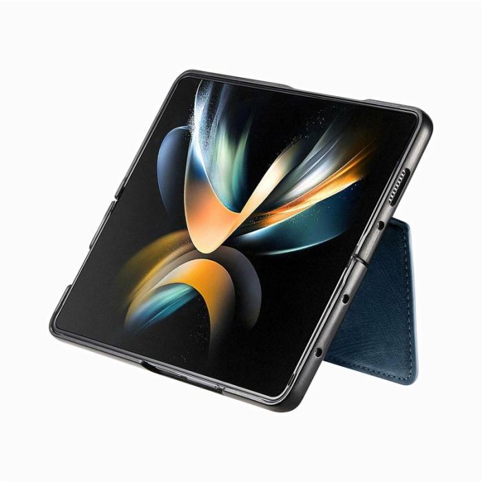 CASENEO - CASENEO Samsung Galaxy Z Fold4 5G Fodral Äkta läder - Blå