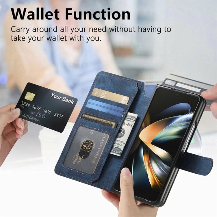 CASENEO - CASENEO Samsung Galaxy Z Fold4 5G Fodral Äkta läder - Blå