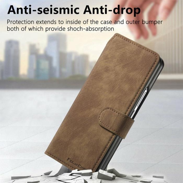 CASENEO - CASENEO Samsung Galaxy Z Fold4 5G Fodral Äkta läder - Brun