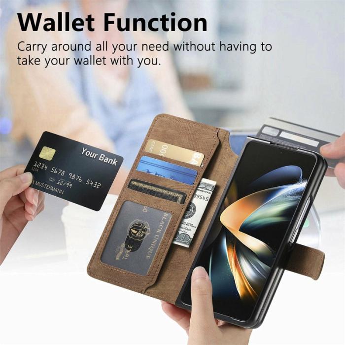 CASENEO - CASENEO Samsung Galaxy Z Fold4 5G Fodral Äkta läder - Brun