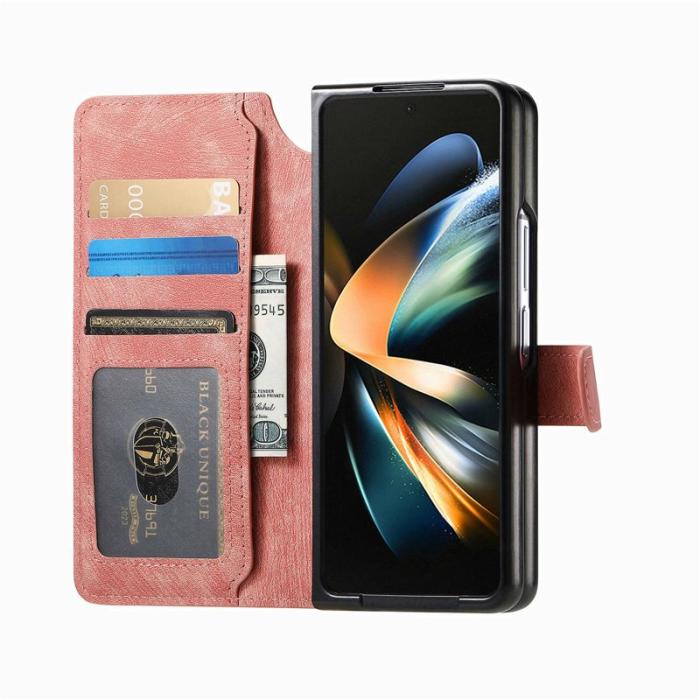 CASENEO - CASENEO Samsung Galaxy Z Fold4 5G Fodral Äkta läder - Rosa