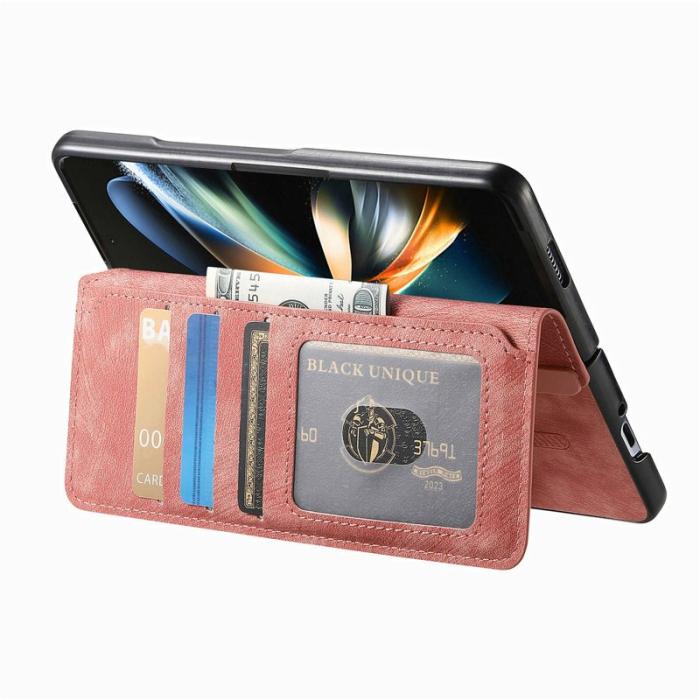 CASENEO - CASENEO Samsung Galaxy Z Fold4 5G Fodral Äkta läder - Rosa