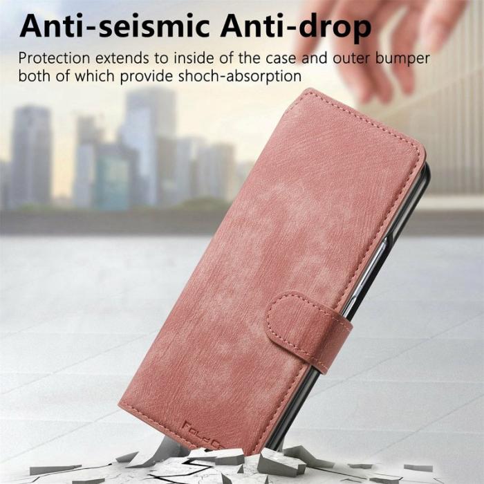 CASENEO - CASENEO Samsung Galaxy Z Fold4 5G Fodral Äkta läder - Rosa