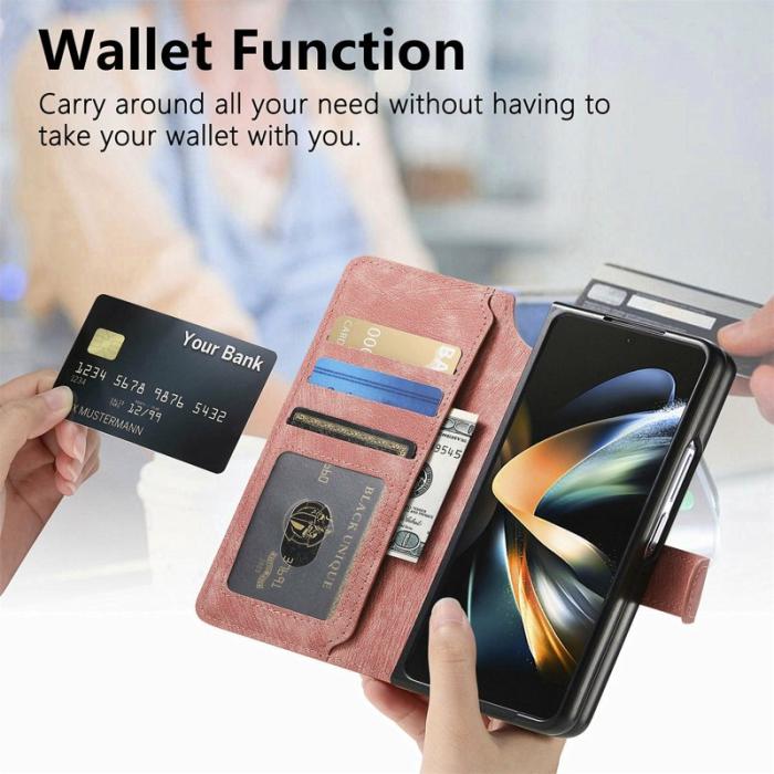 CASENEO - CASENEO Samsung Galaxy Z Fold4 5G Fodral Äkta läder - Rosa