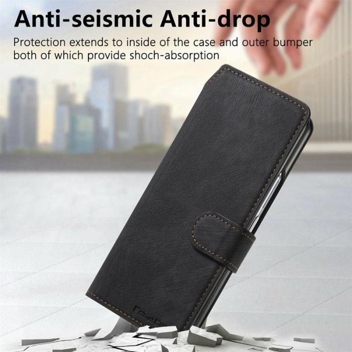CASENEO - CASENEO Samsung Galaxy Z Fold4 5G Fodral Äkta läder - Svart