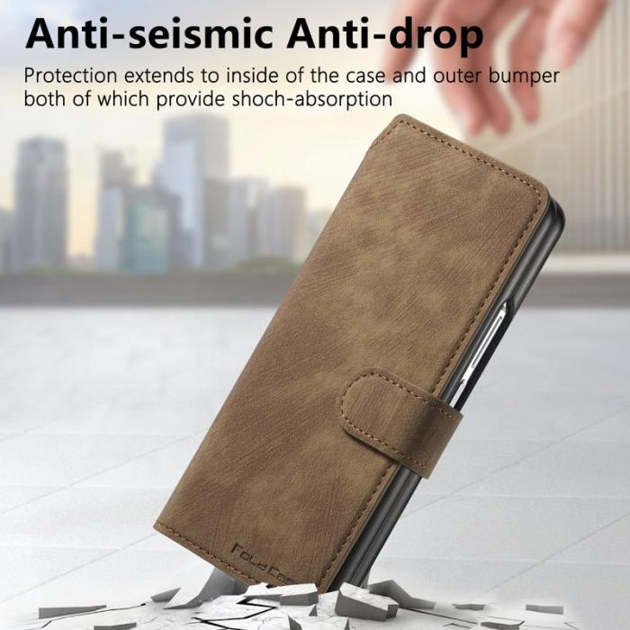 CASENEO - CASENEO Samsung Galaxy Z Fold5 Fodral 2-in-1 Äkta läder - Brun