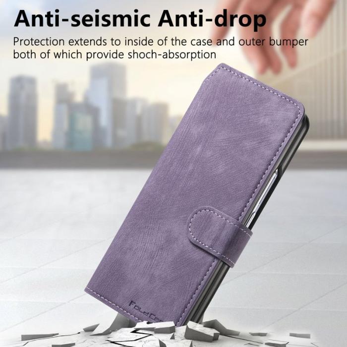 CASENEO - CASENEO Samsung Galaxy Z Fold5 Fodral 2-in-1 Äkta läder - Lila