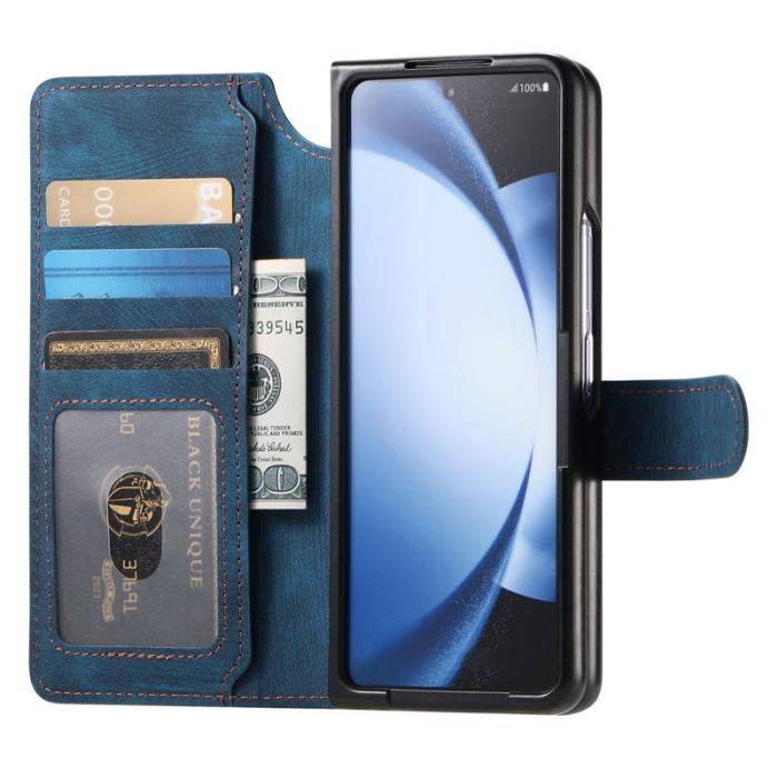 CASENEO - CASENEO Samsung Galaxy Z Fold5 Fodral 2-in-1 Äkta läder - Mörkblå