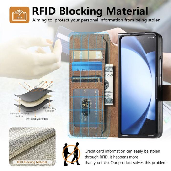 CASENEO - CASENEO Samsung Galaxy Z Fold6 Fodral KonstLäder - Brun